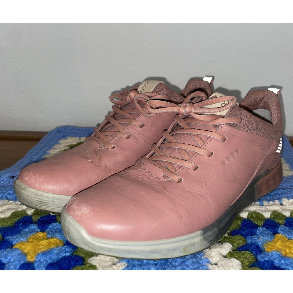 ECCO S-Three Women's Size 40 Spike less Golf Shoes White Pink‎ Gray